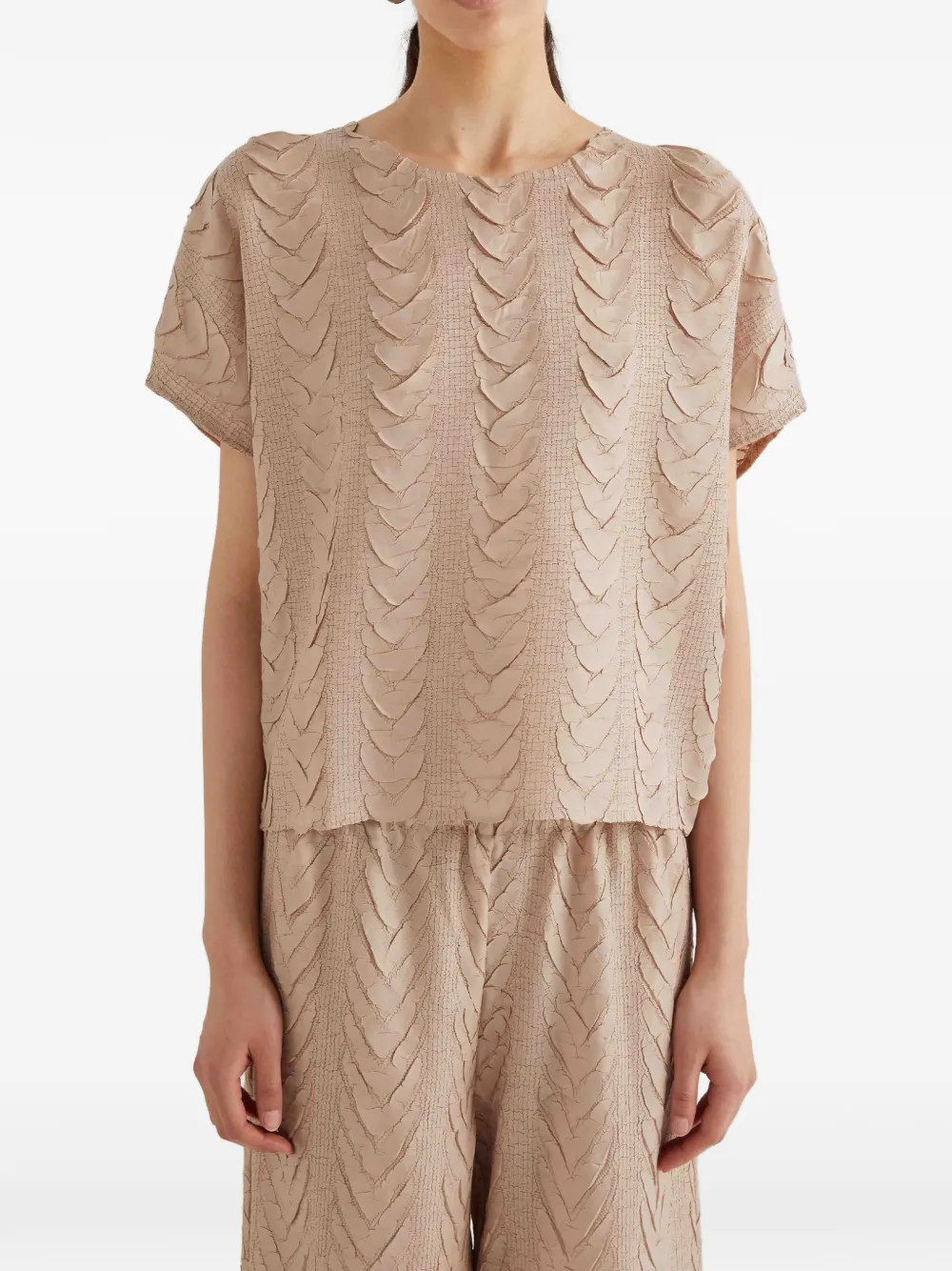 MeimeiJ round neck pleated blouse - Toni neutri
