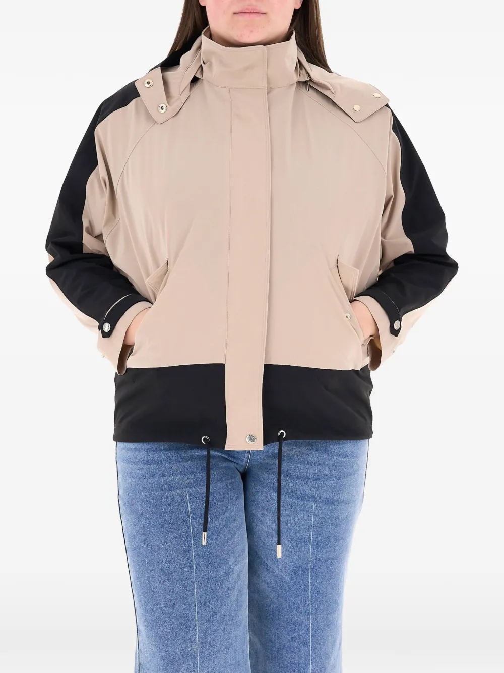 ELENA MIRO` colour-block hooded jacket - Toni neutri