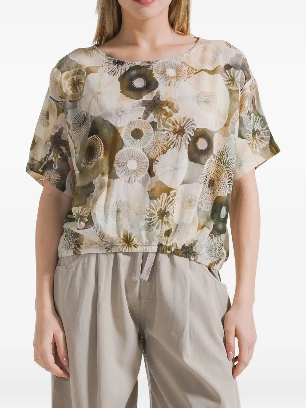  Deha Floral-print Top - Green 