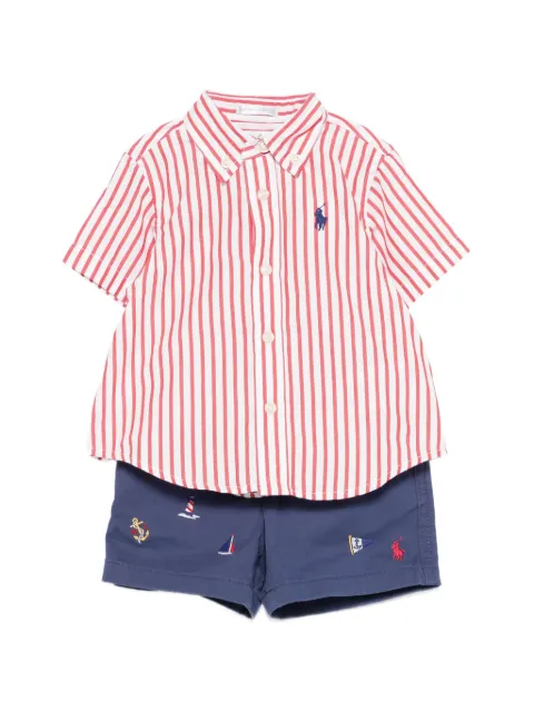 POLO RALPH LAUREN KIDS embroidered-logo shorts set