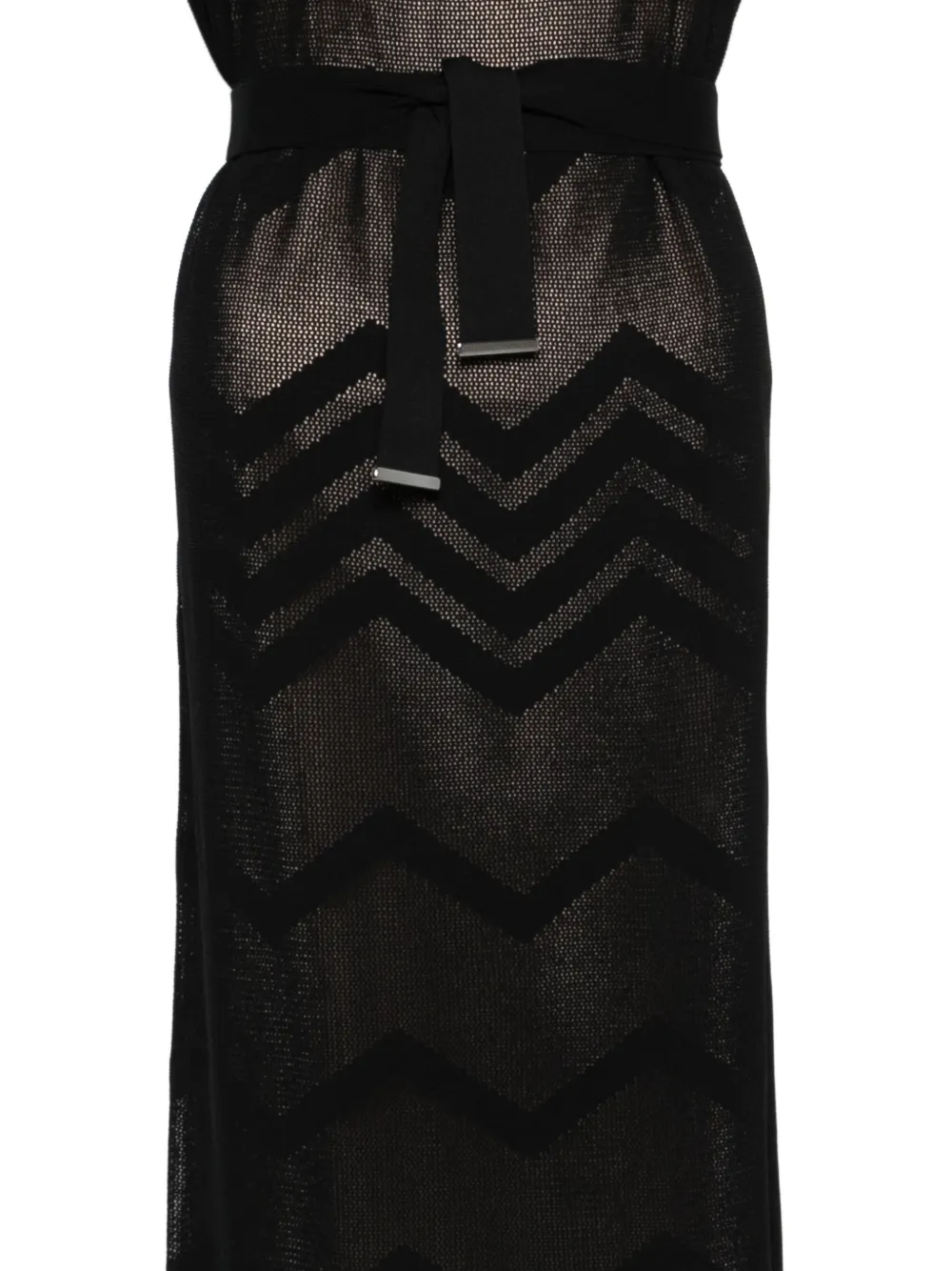  D.exterior Chevron Belted Dress - Black 