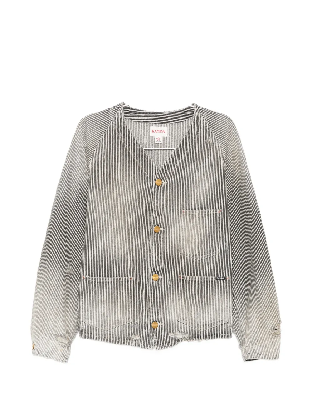 KAMIYA striped denim jacket - Bianco