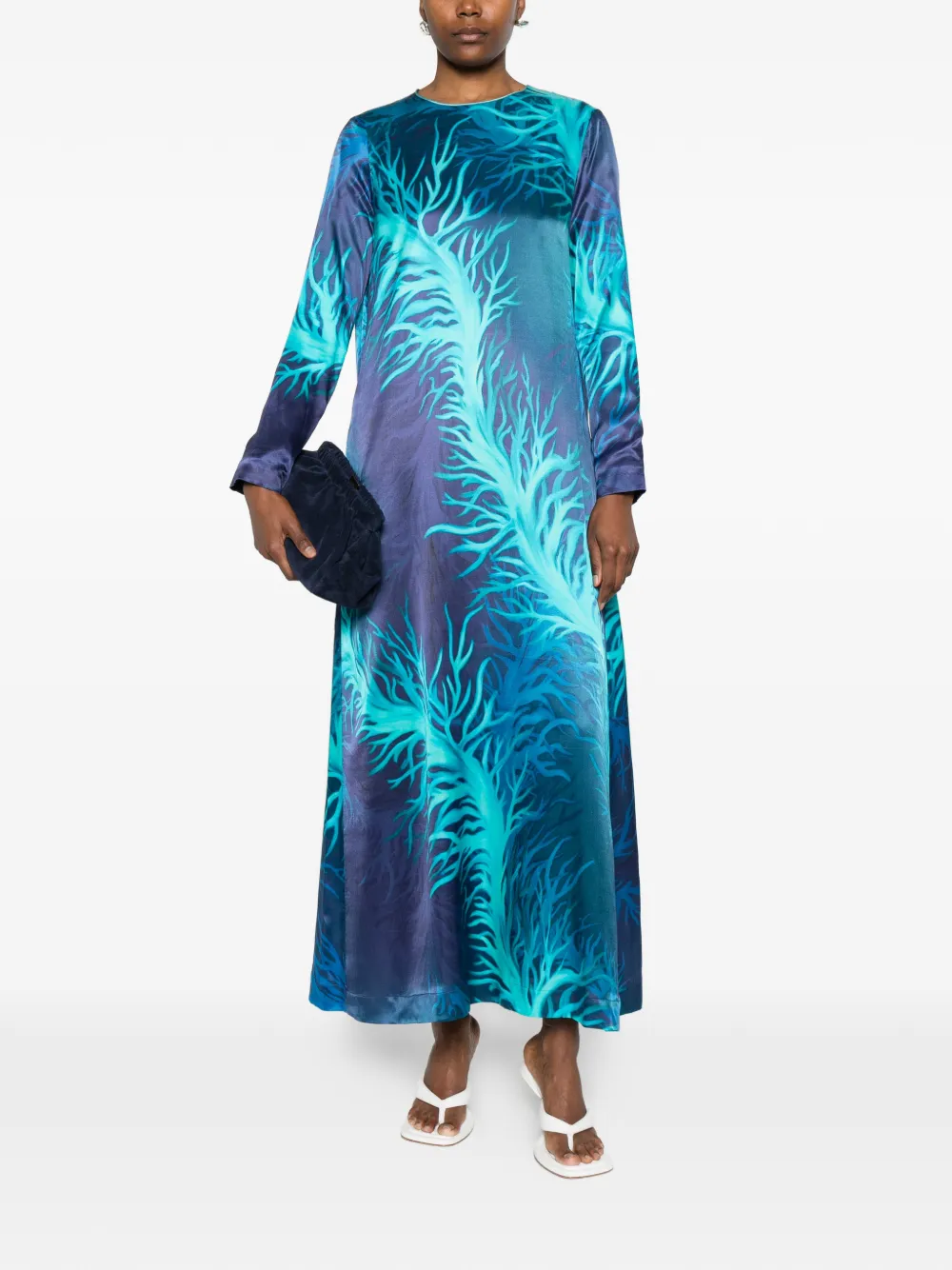  F.r.s For Restless Sleepers Vestido Largo De Manga Larga - Azul 