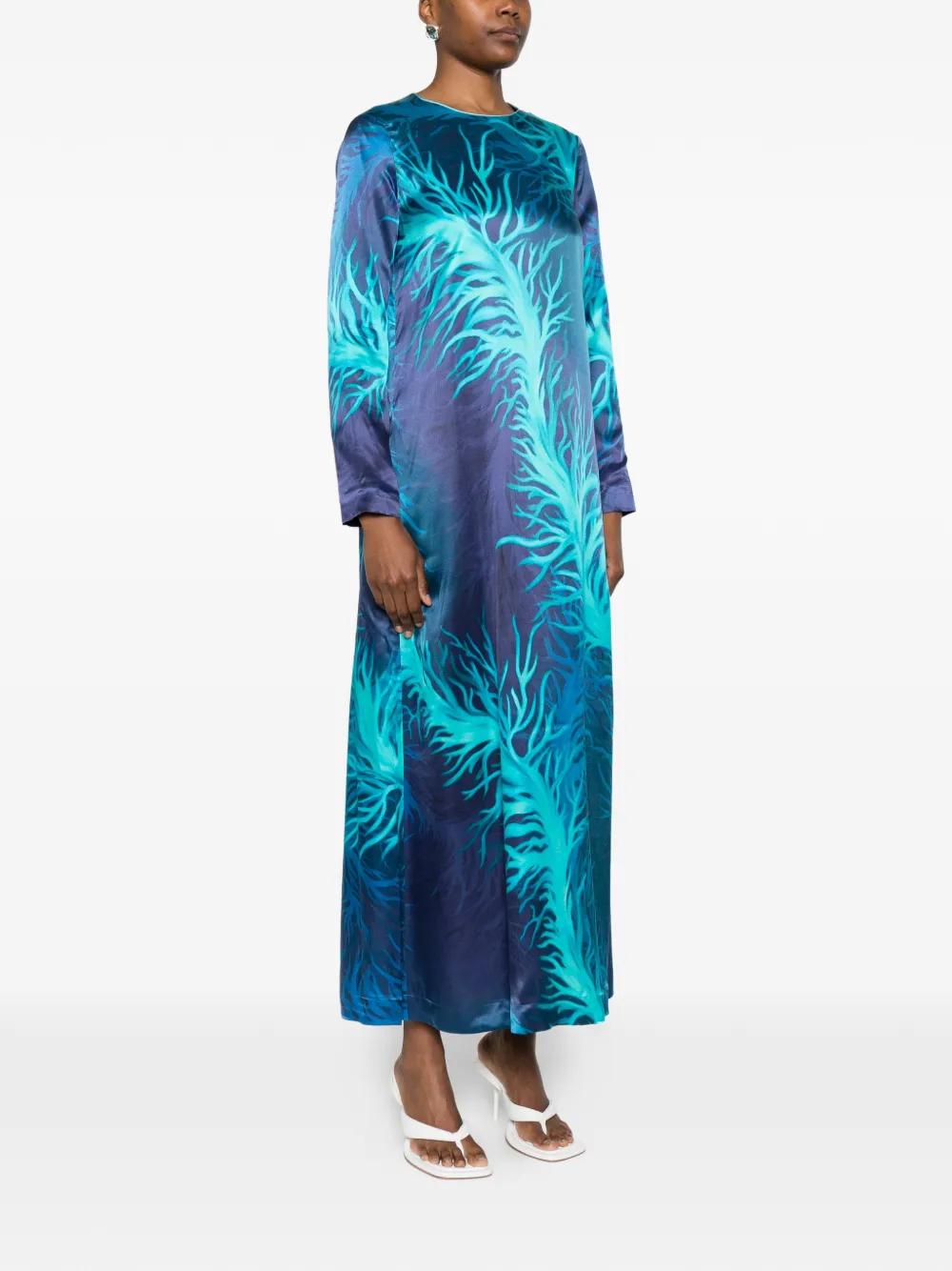  F.r.s For Restless Sleepers Vestido Largo De Manga Larga - Azul 