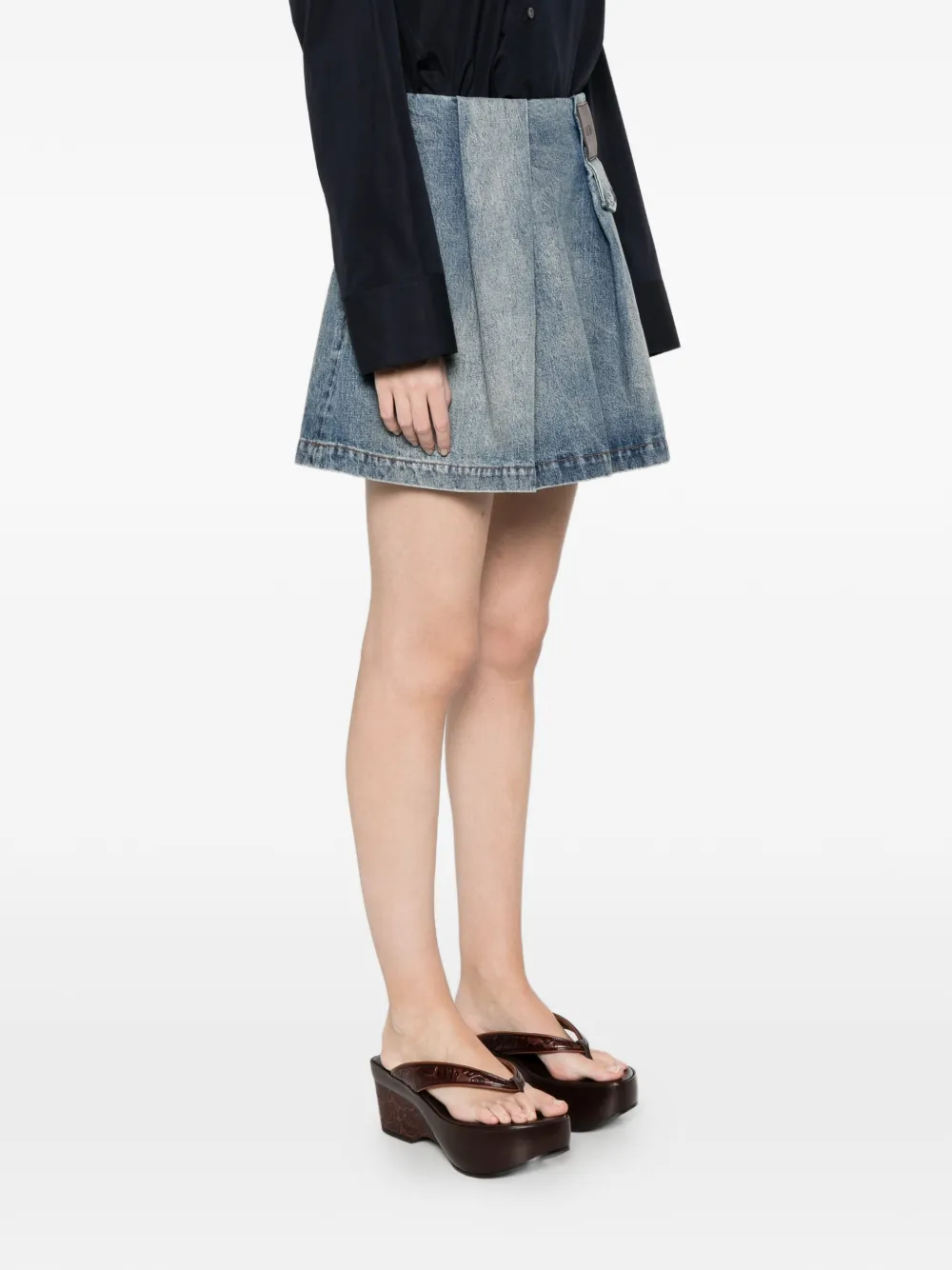  Loewe Pleated Denim Skirt - Blue 