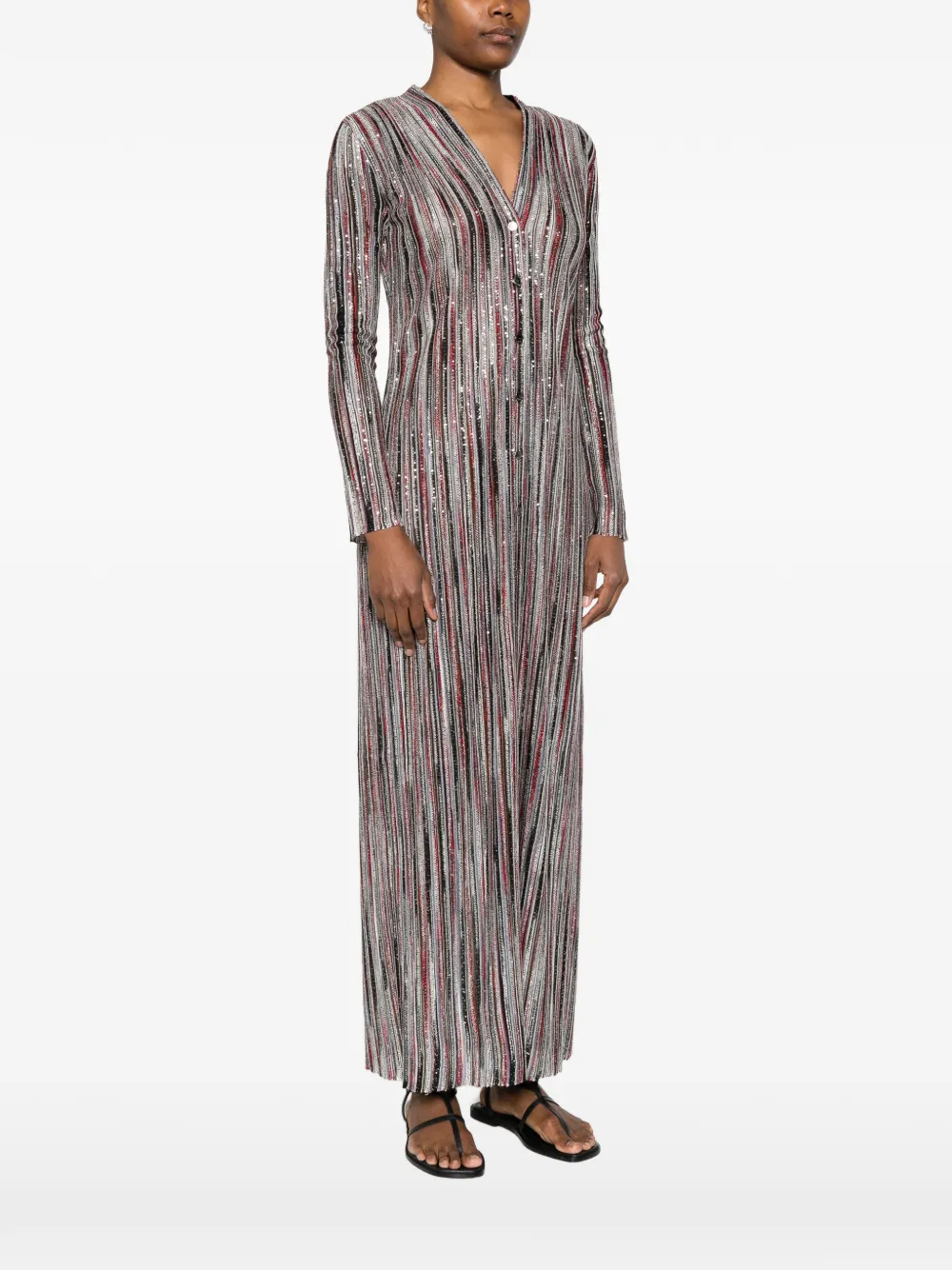  Missoni Striped V-neck Cardigan - Grey 
