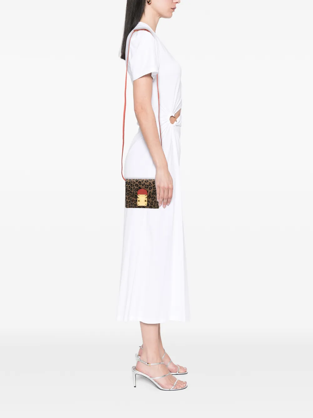 20th Century Mini Leopard Print Canvas Flap Crossbody Bag