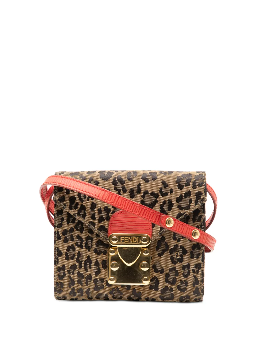 Fendi Pre-Owned 20th Century Mini Leopard Print Canvas Flap crossbody bag - Marrone