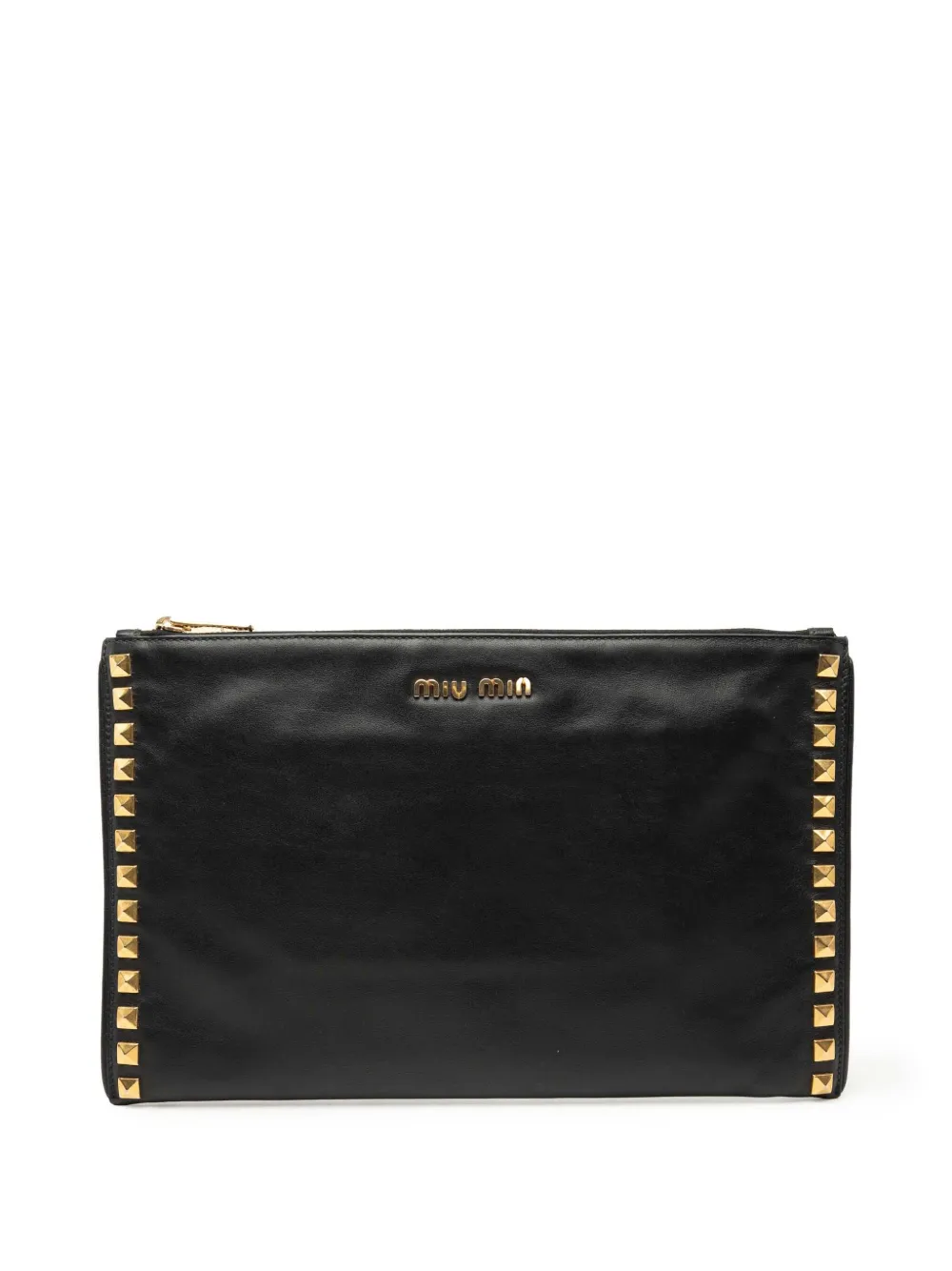Miu Miu Pre-Owned 2010-2025 Studded Leather Zip clutch bag - Nero