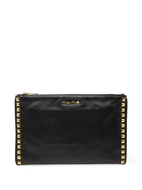 Miu Miu Pre-Owned 2010-2025 Studded Leather Zip clutch bag