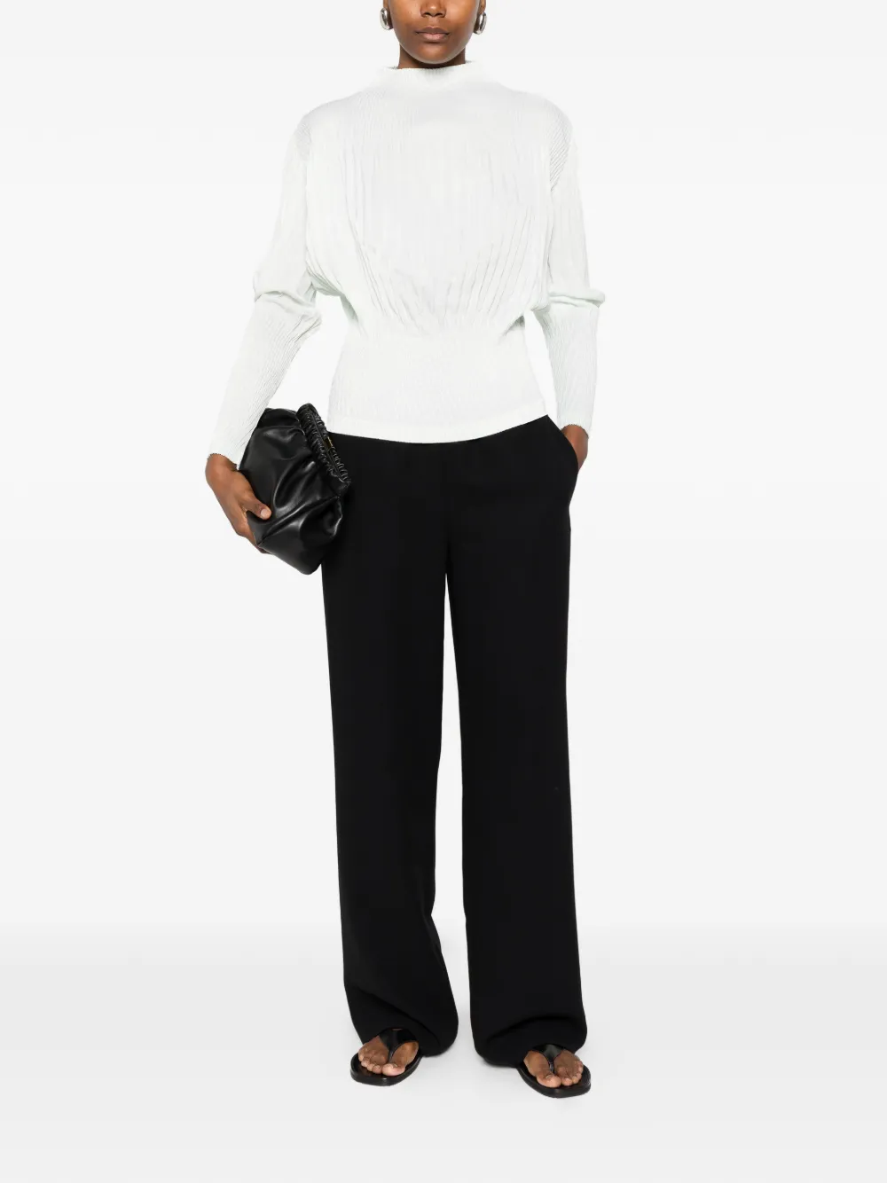 Issey Miyake Geribbelde top Groen