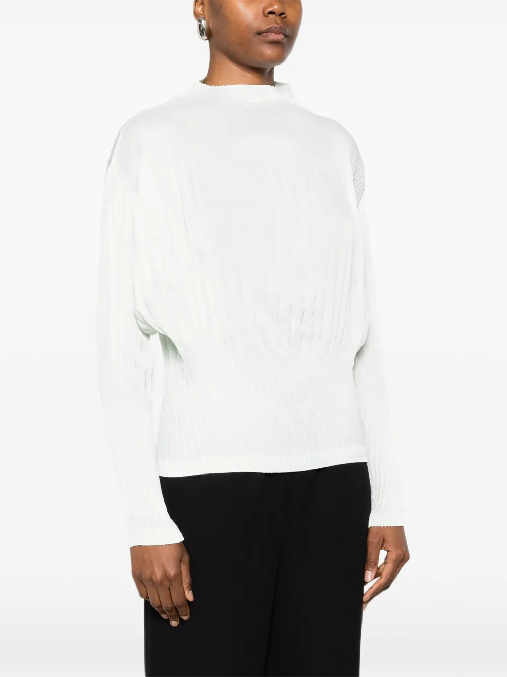 Issey Miyake Geribbelde top Groen