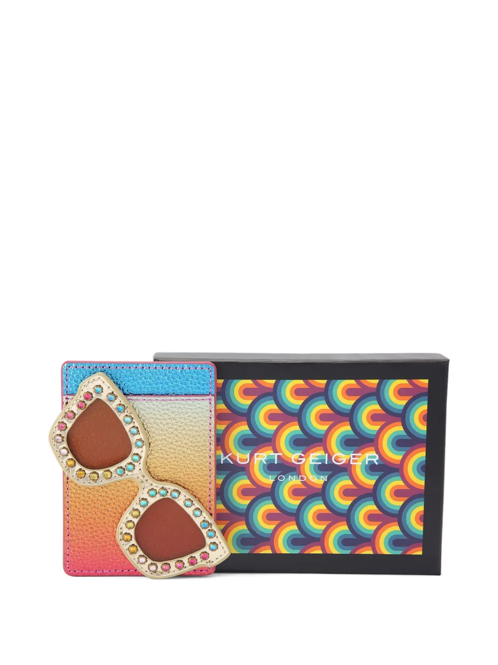 Sunglasses-Motif Metallic-Leather Card Holder