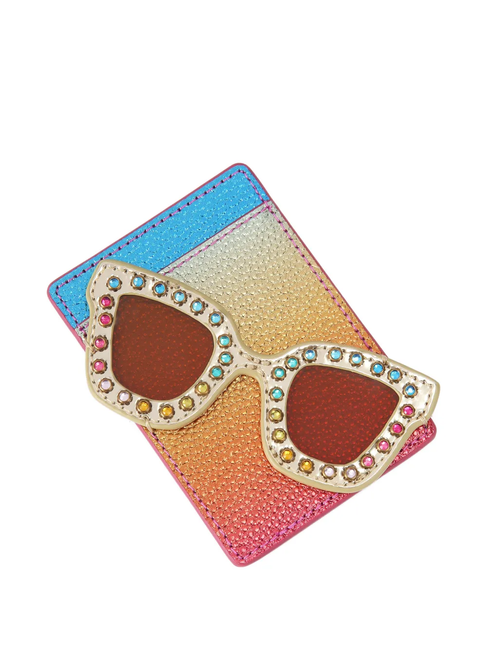Sunglasses-Motif Metallic-Leather Card Holder