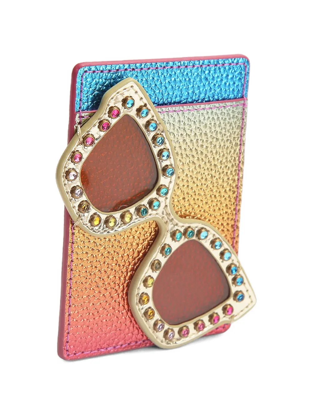 Sunglasses-Motif Metallic-Leather Card Holder