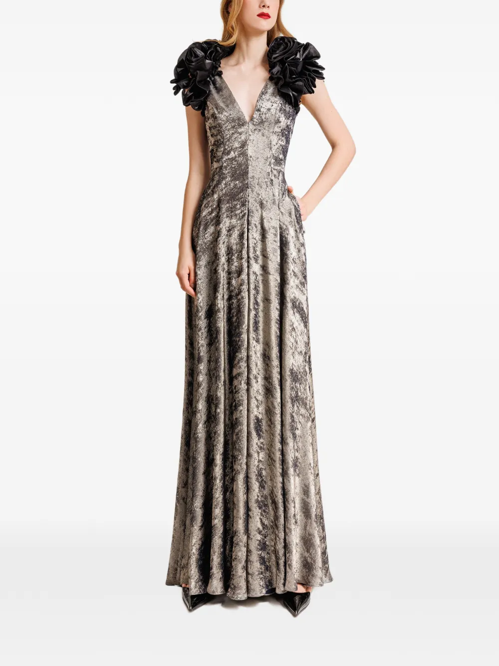 Gemy Maalouf floral-embellished open-back jumpsuit - Blu