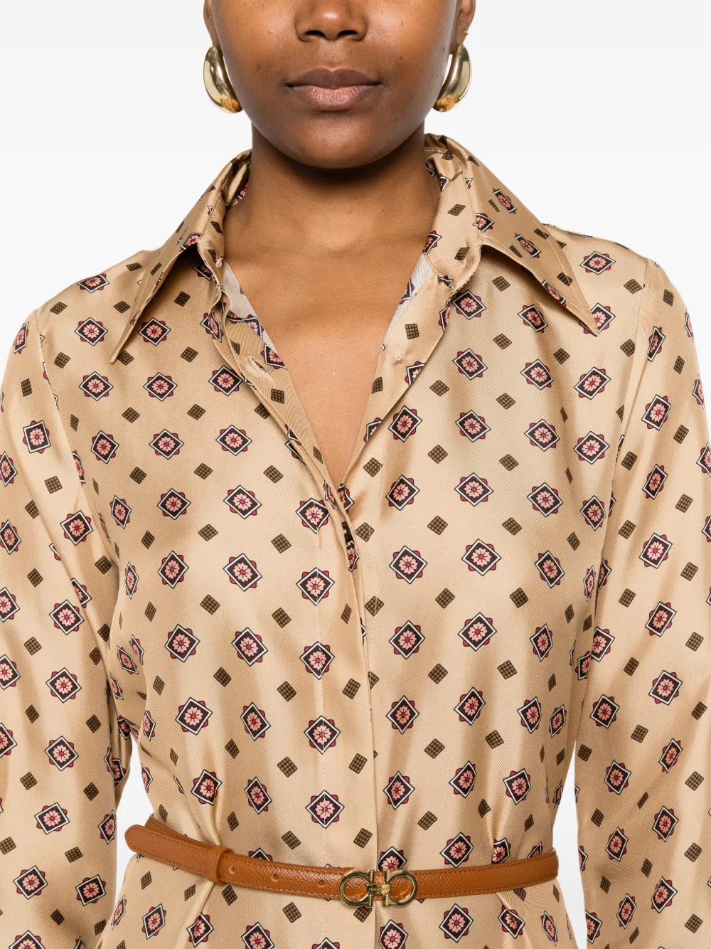 Alberto Biani Jurk met print Beige