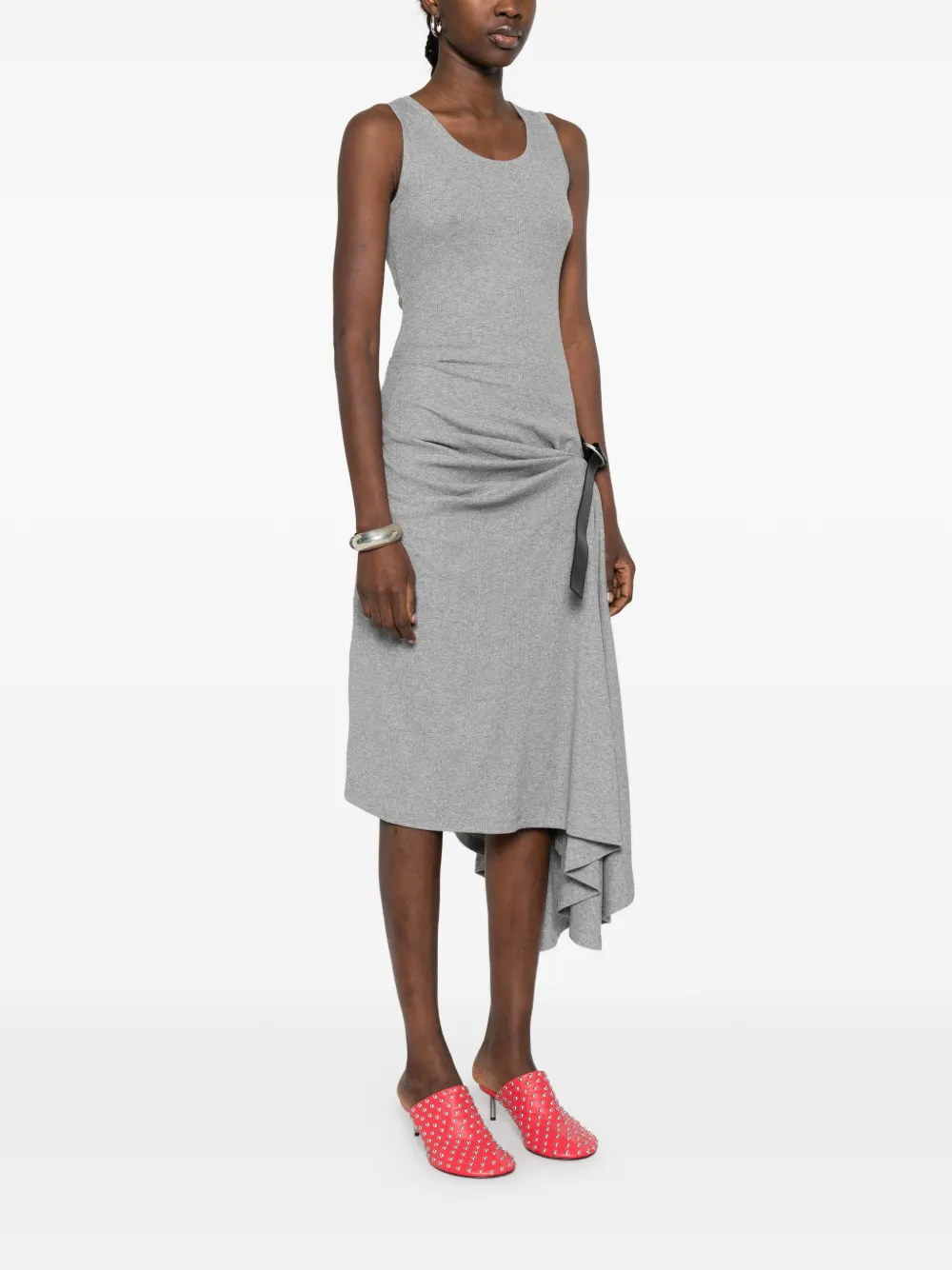  Loewe Tank Tie-detail Midi Dress - Grey 