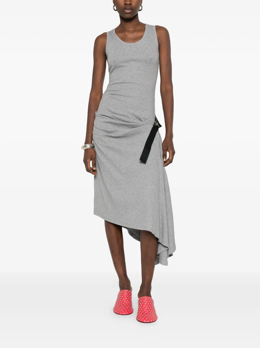  Loewe Tank Tie-detail Midi Dress - Grey 