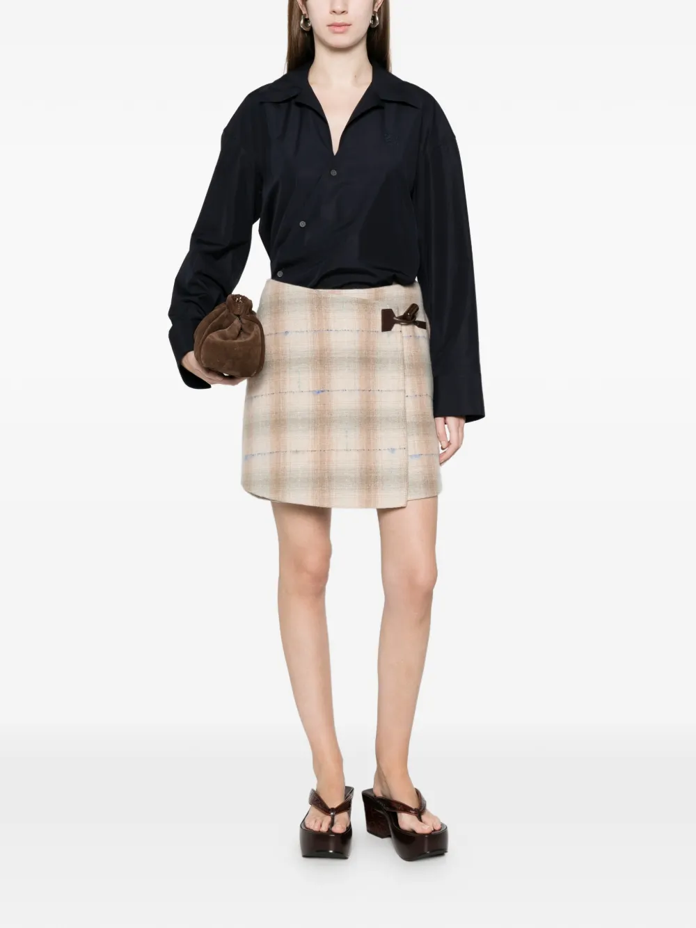 Loewe Check-pattern Skirt - Neutrals 