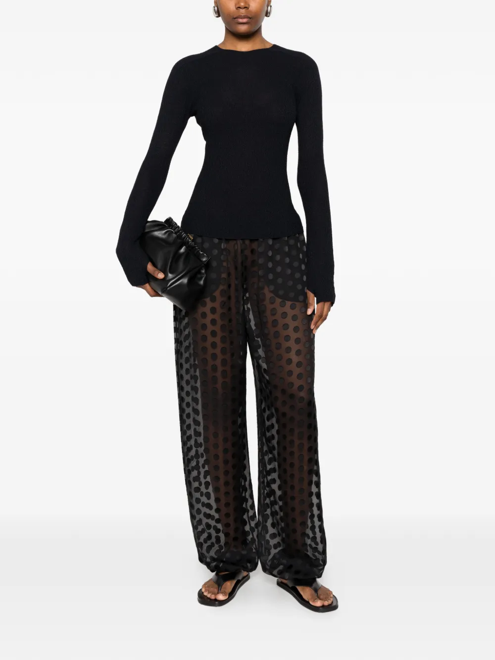Issey Miyake Top met ronde hals Zwart