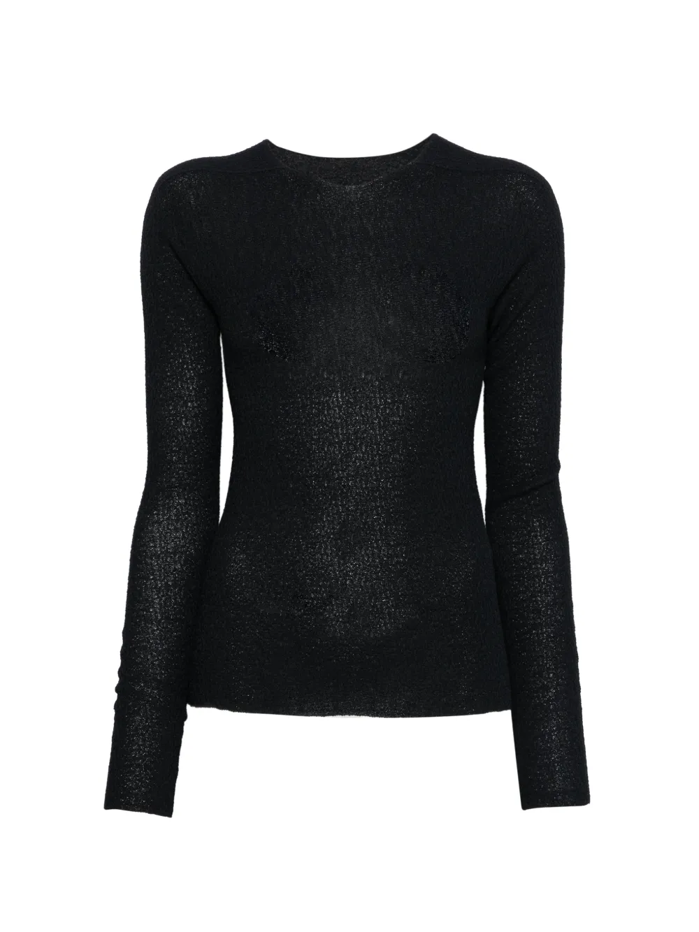 Issey Miyake Top a maniche lunghe con scollo rotondo - Nero