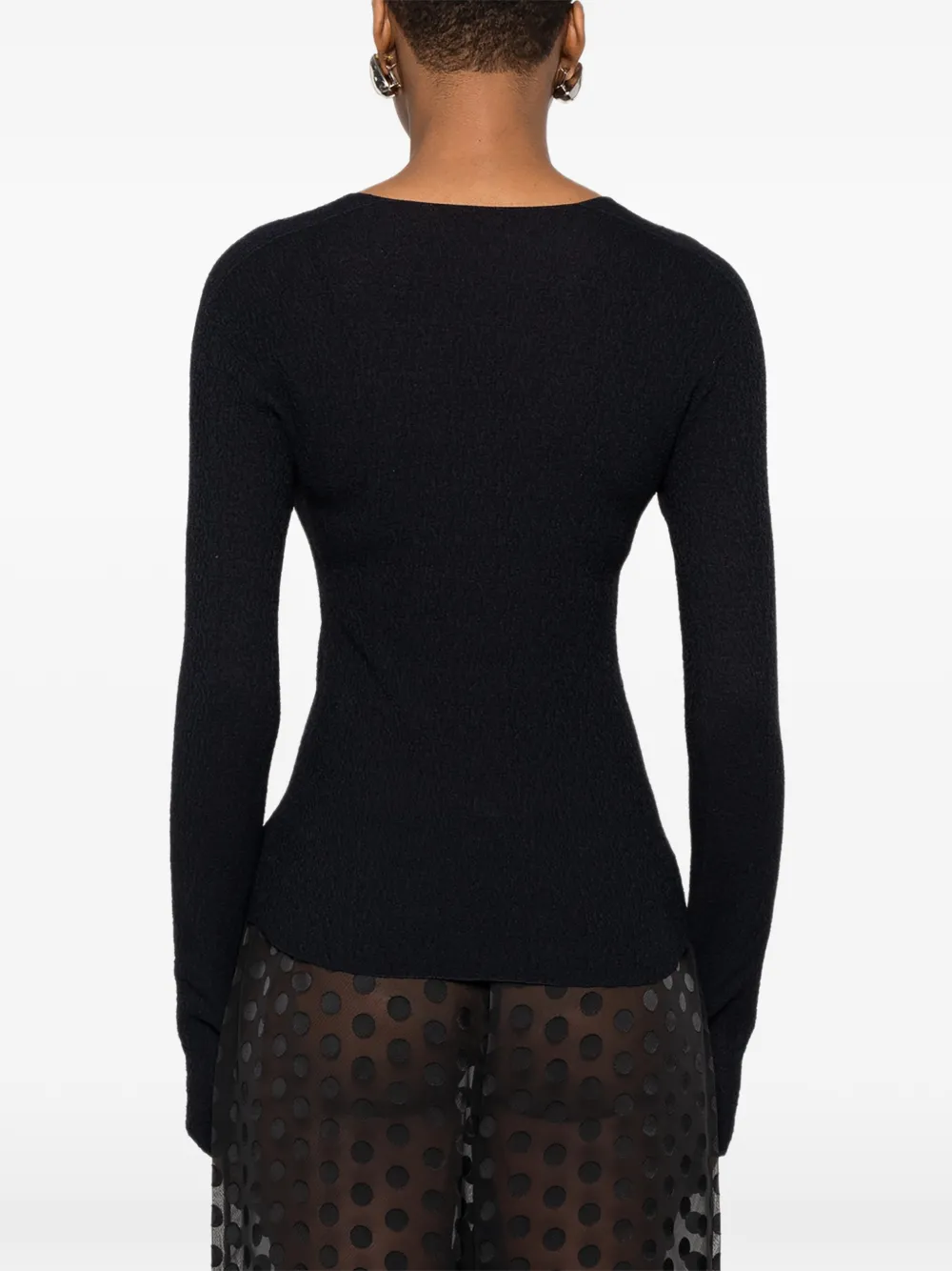 Issey Miyake Top met ronde hals Zwart