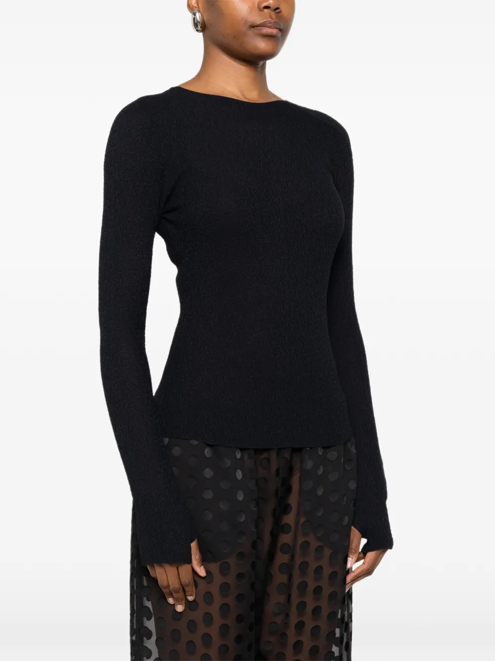 Issey Miyake Top met ronde hals Zwart