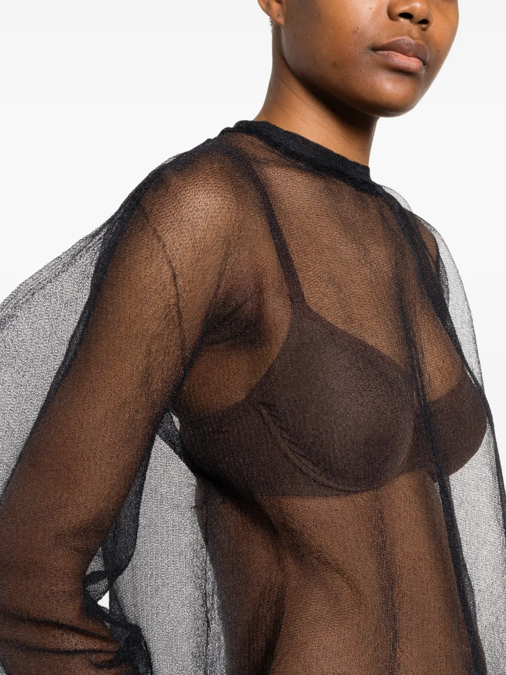 Issey Miyake Top met bisschopmouwen Zwart