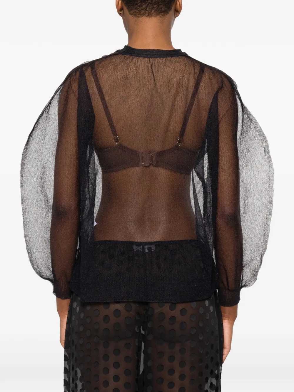 Issey Miyake Top met bisschopmouwen Zwart