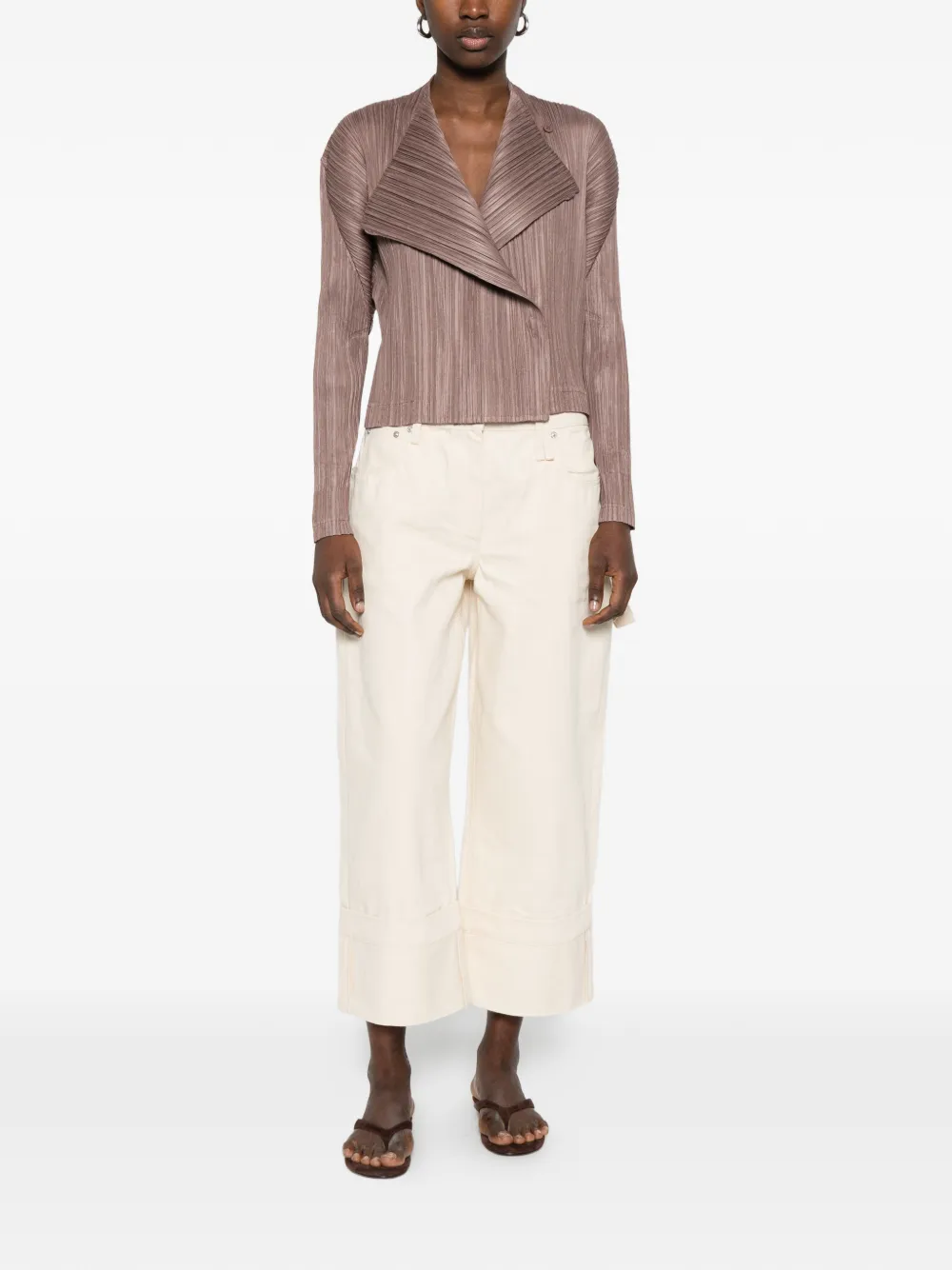  Pleats Please Issey Miyake Button-up Plissé Jacket - Brown 