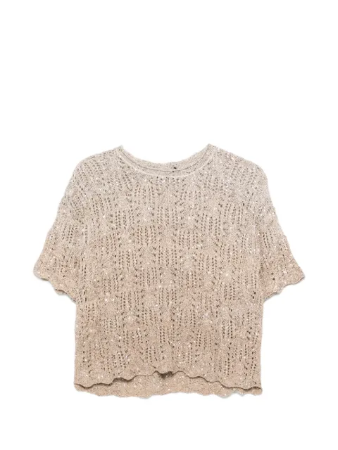 D.Exterior crew-neck top