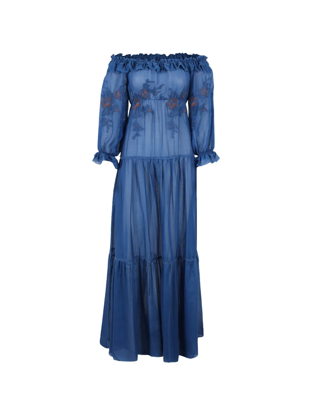 Ermanno Scervino embroidered ruffled dress - Blu