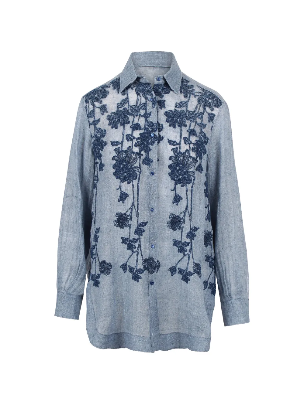 Ermanno Scervino floral-embroidered long-sleeve shirt - Blu