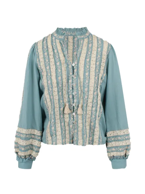Sea Kirsten L/S lace-trim embroidered blouse