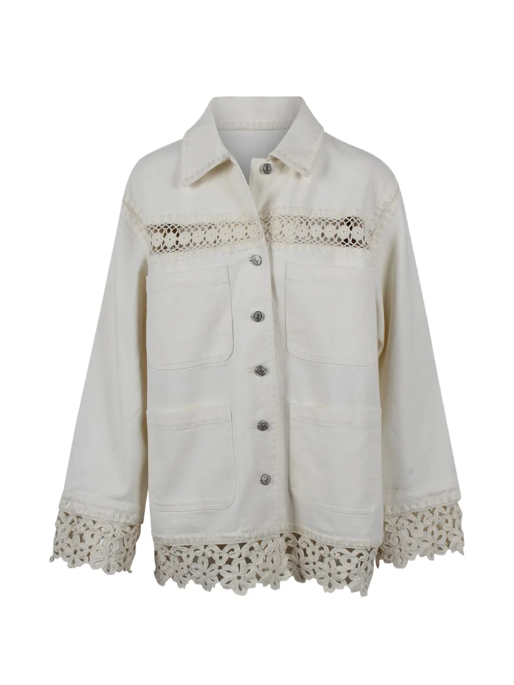 Sea crochet-trim denim jacket - Toni neutri