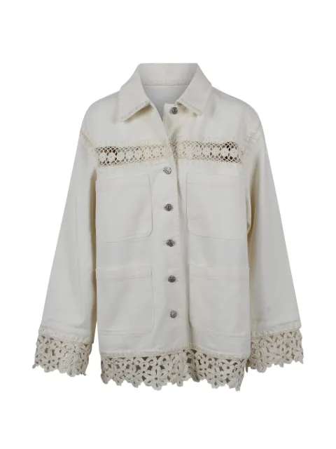 Sea crochet-trim denim jacket