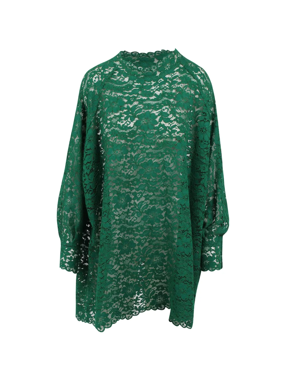 Gianluca Capannolo lace-embroidered scalloped-edge dress - Verde