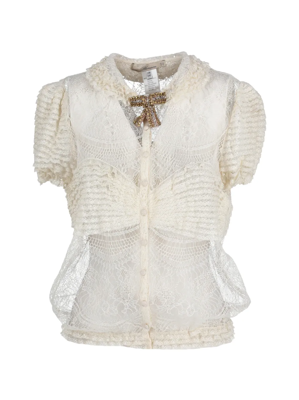 Blumarine Vintage laced bow shirt - Toni neutri