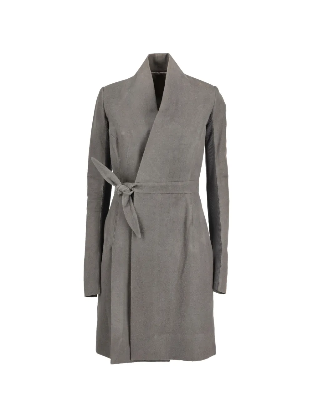 Pre-owned Rick Owens Vintage 2009 V-neck Belted Coat In Gray