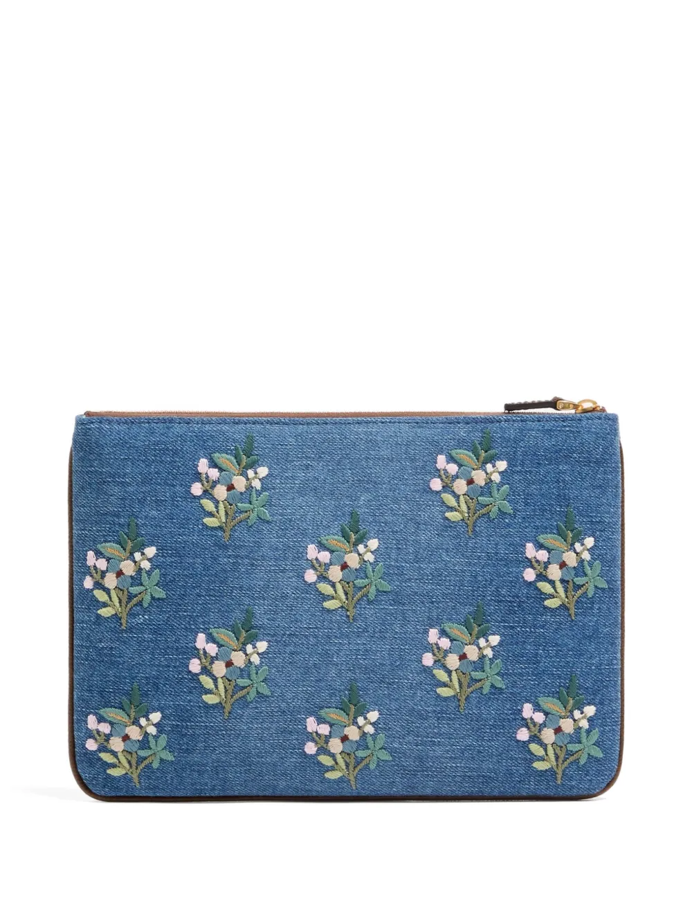 Valentino Garavani VLogo Signature denim clutch met geborduurde bloemen Blauw