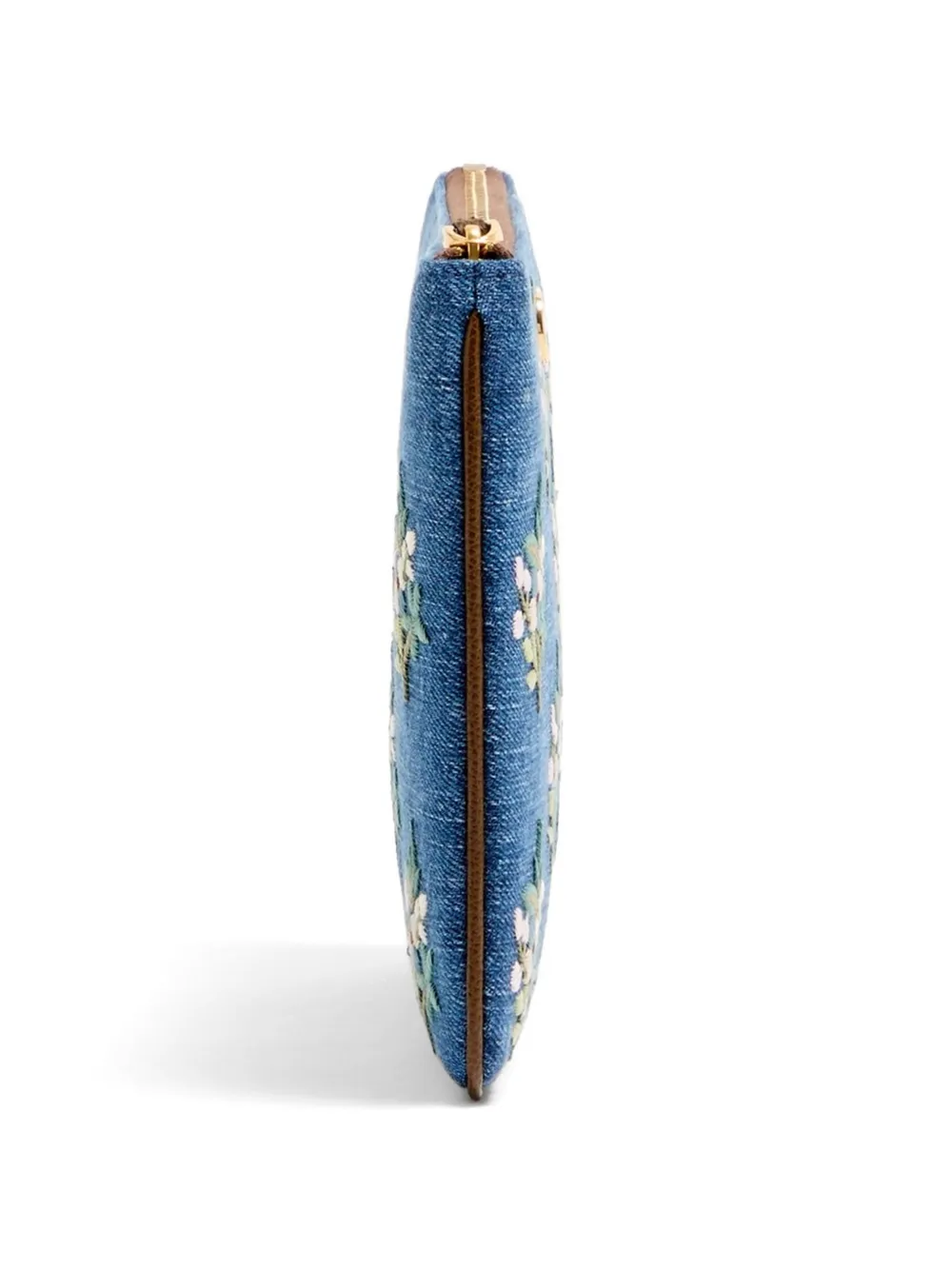 Valentino Garavani VLogo Signature denim clutch met geborduurde bloemen Blauw