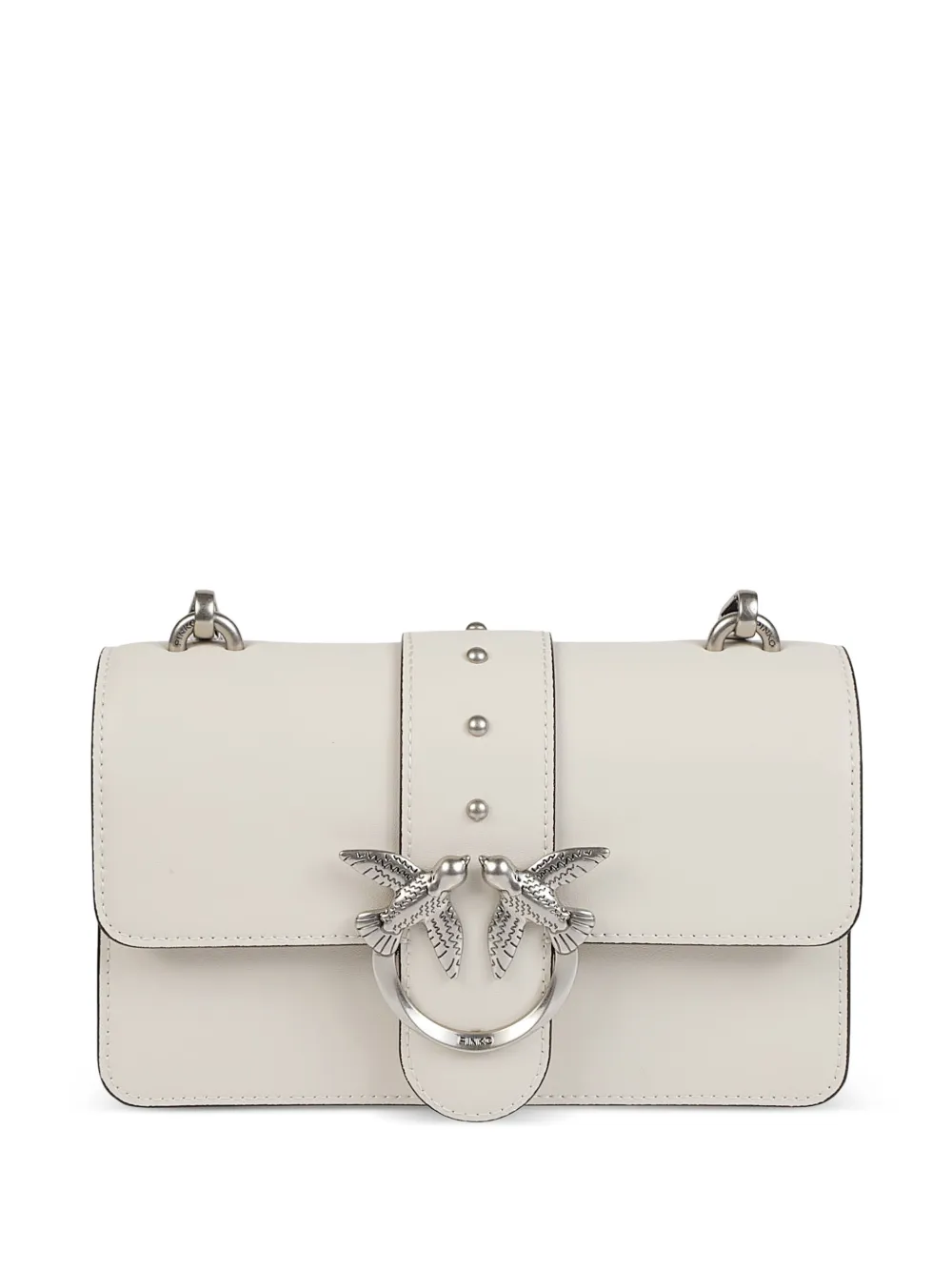 PINKO Love Bag One stud detail bird leather shoulder bag - Bianco