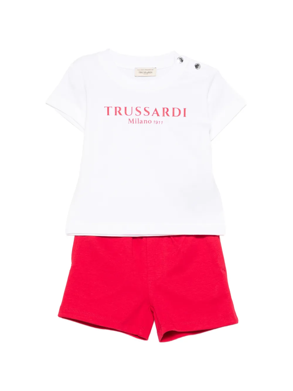 TRUSSARDI JUNIOR logo t-shirt shorts set - Bianco