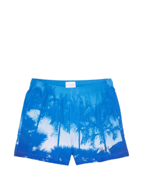 BLUE SKY INN shorts de playa con palmeras estampadas