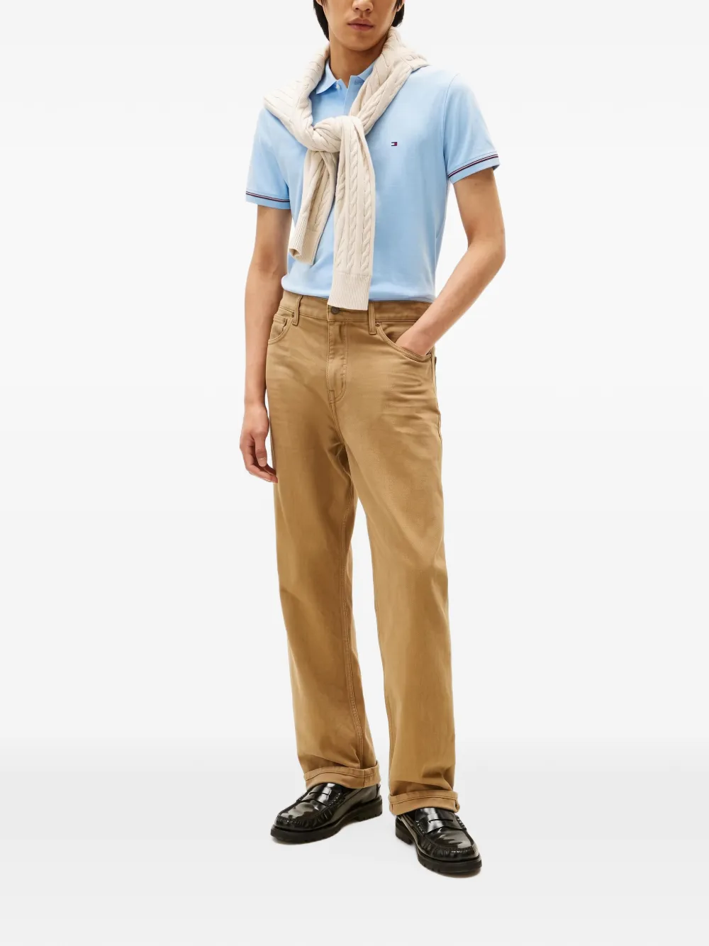 Tommy Hilfiger logo-embroidered tipped-cuff polo shirt - Blu