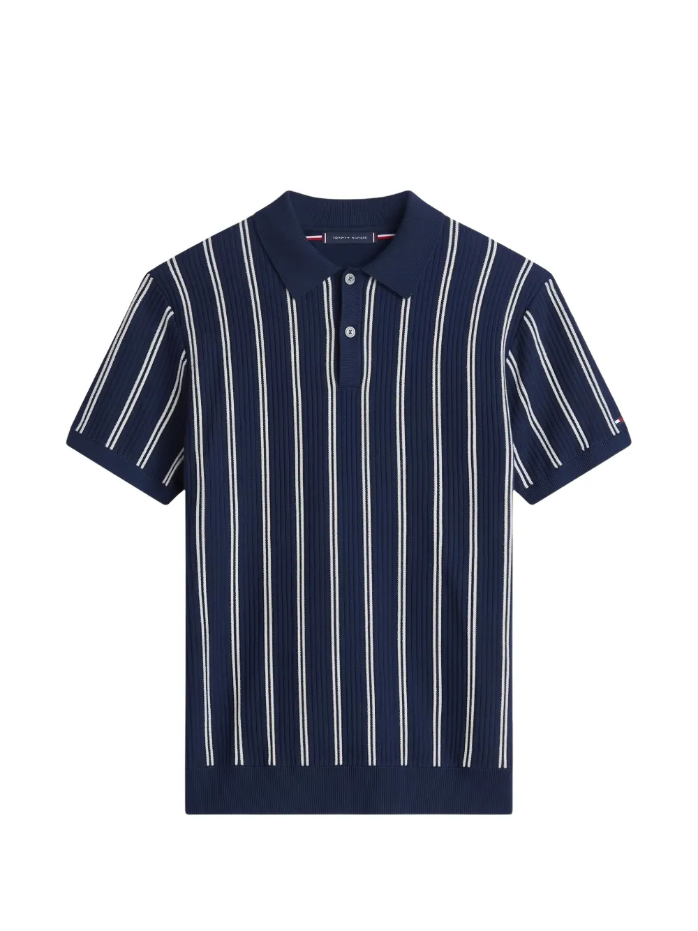 Tommy Hilfiger vertical-stripe knitted polo shirt - Blu
