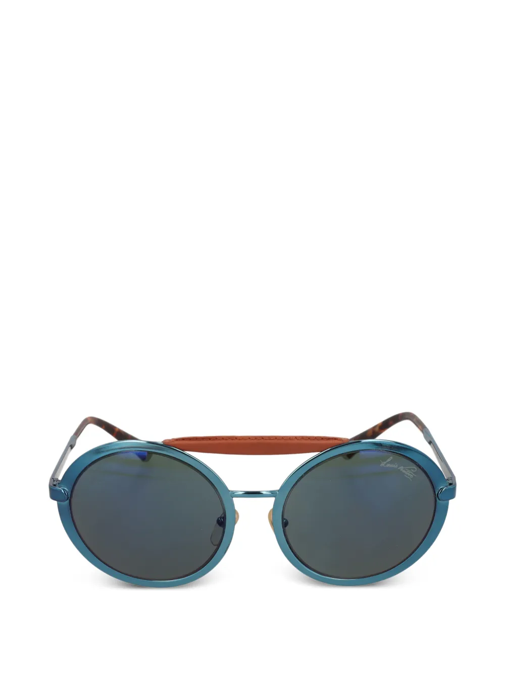 Louis Vuitton Pre-Owned round leather sunglasses - Blu