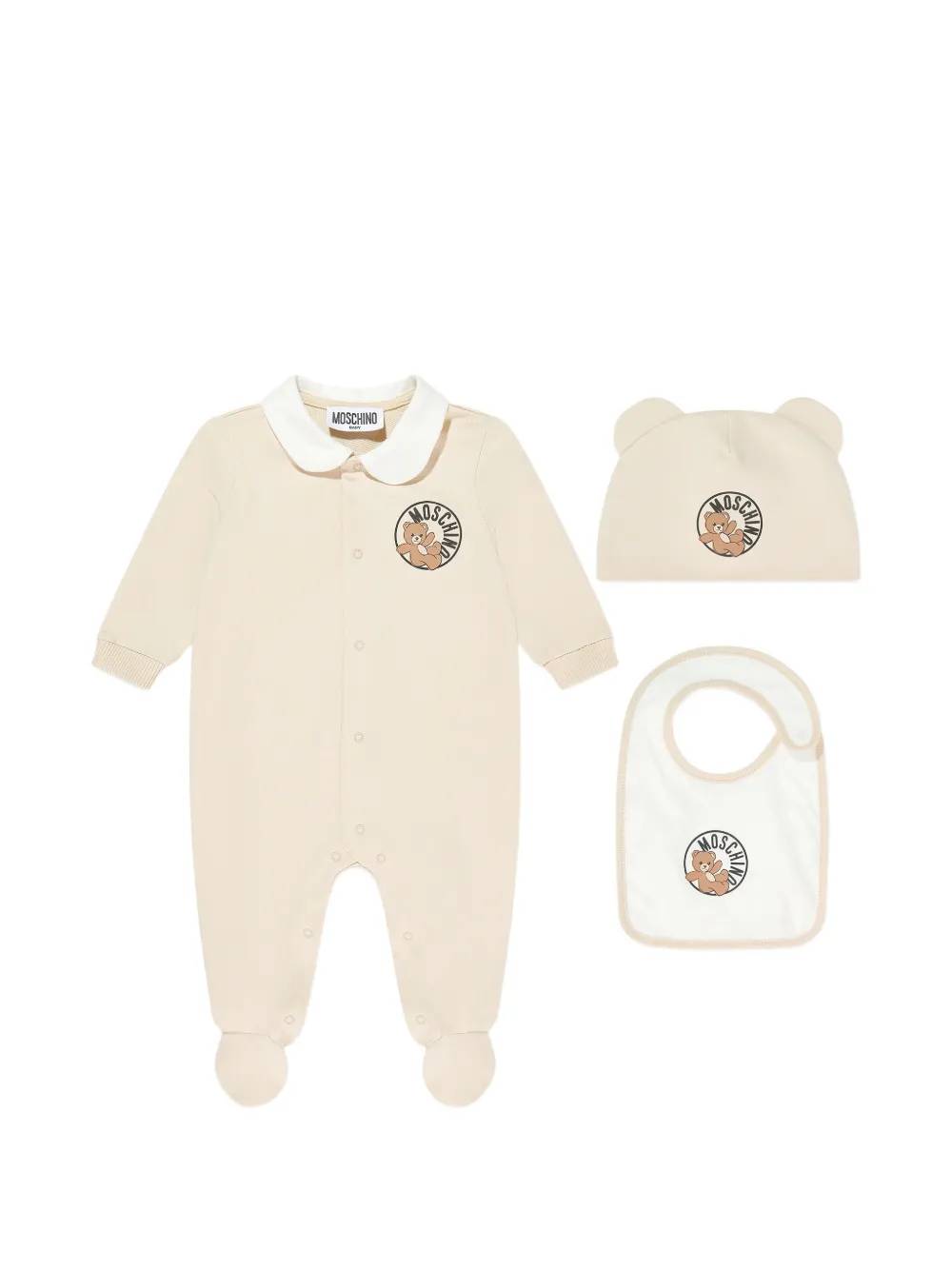 Moschino Kids Teddy Bear logo babygrow set (set of three) - Nude