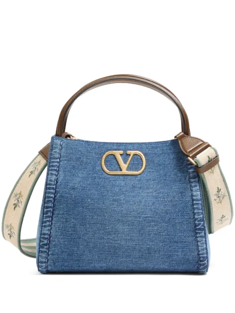Valentino Garavani bolsa de mano Alltime mediana de mezclilla con correa bordada